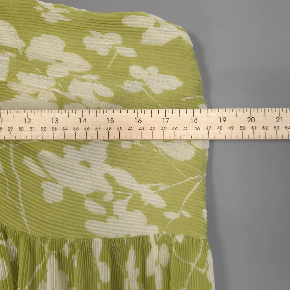 ABERCROMBIE & FITCH Women's Maxi Dress Halter XL Floral Green White Pleated